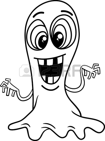 338x450 Black And White Cartoon Illustration Of Ghosts Or Phantoms