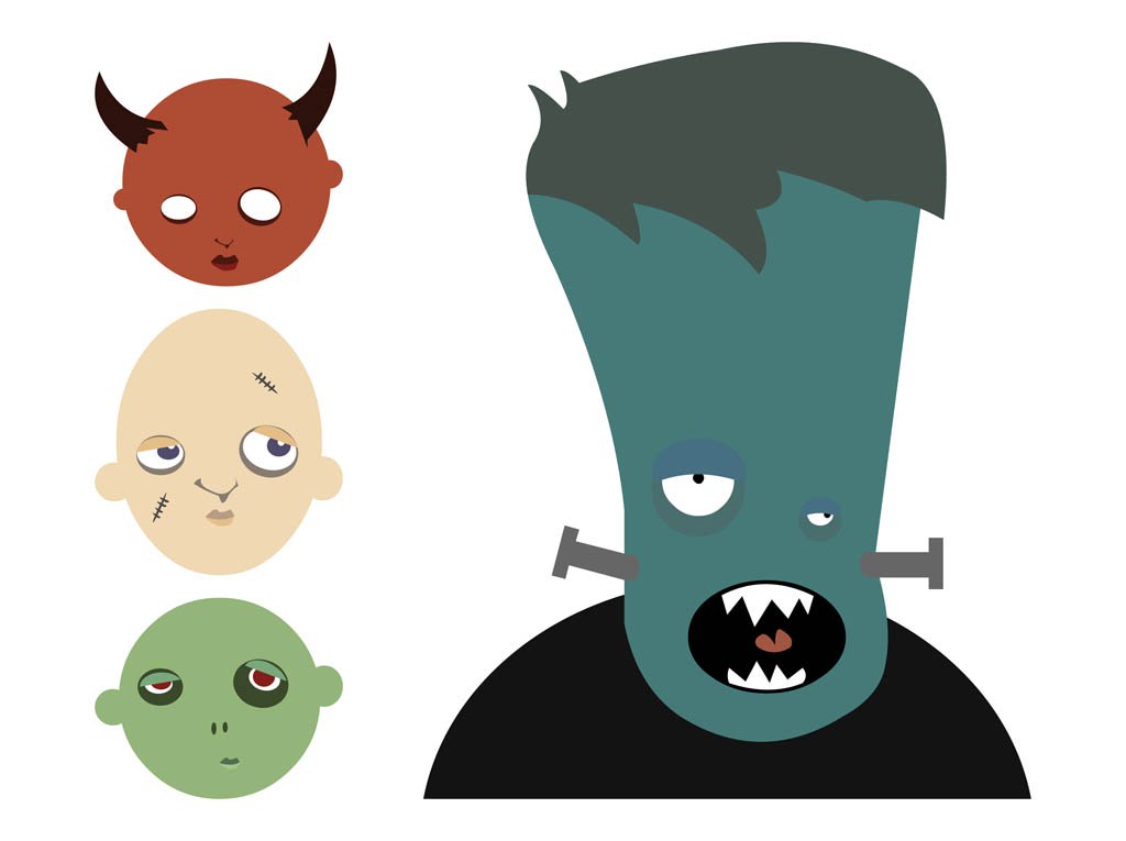 1024x765 Cartoon Halloween Monsters Vector Art Amp Graphics