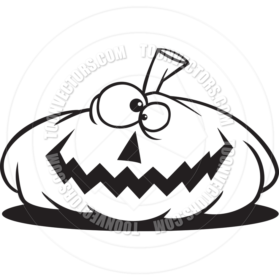940x940 Cartoon Jack O' Lantern (Black And White Line Art) By Ron Leishman