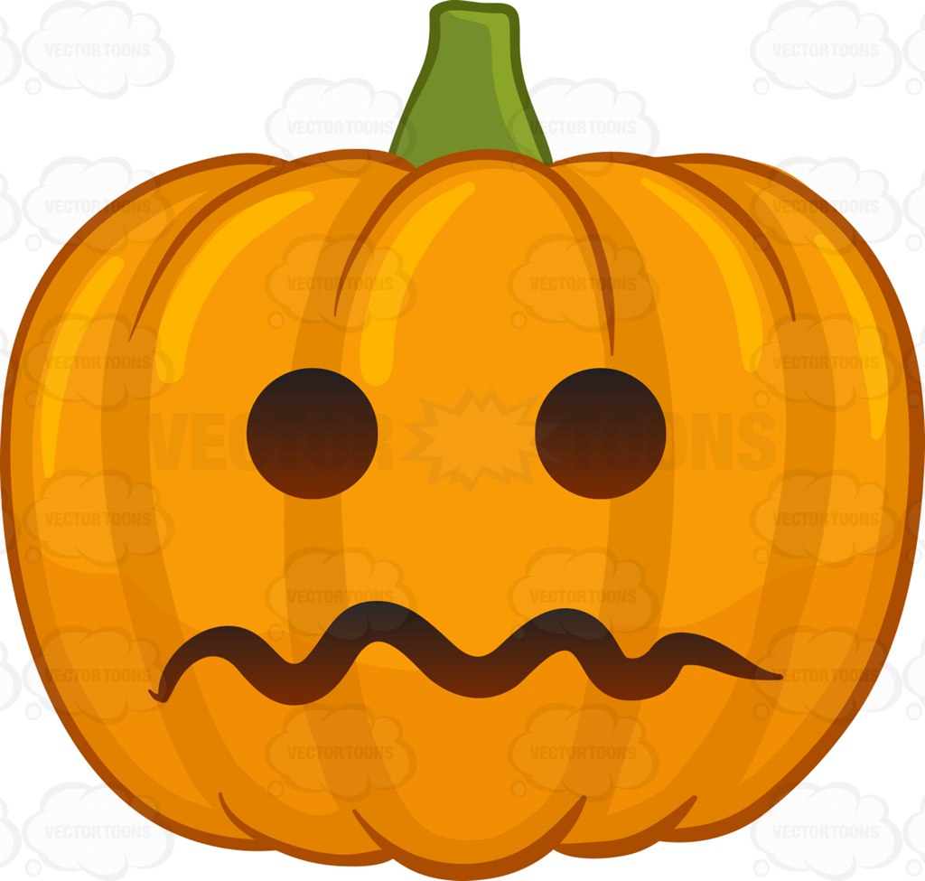 1024x975 A Nervous Halloween Pumpkin Cartoon Clipart