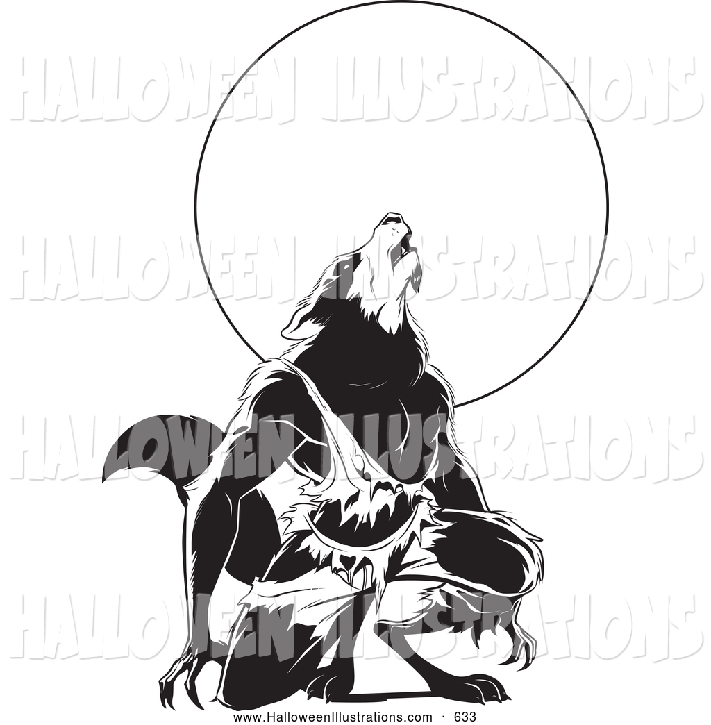 1024x1044 Halloween Clip Art Of A Scary Werewolf Howling Under A Full Moon