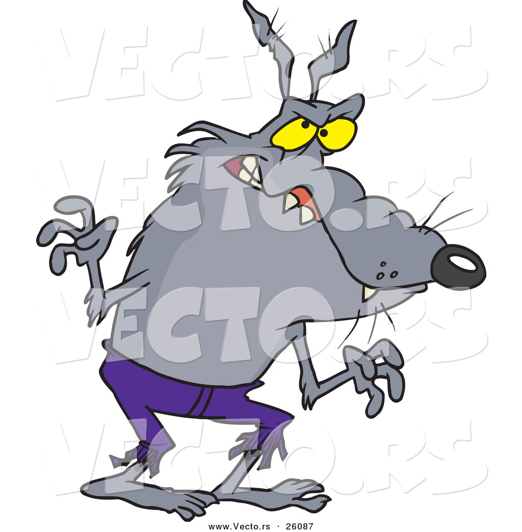 1024x1044 Vector Of A Scary Halloween Cartoon Werewolf Wearing Old Purple