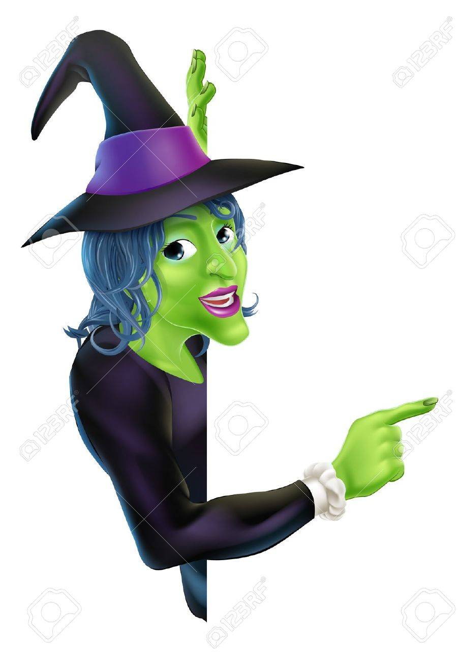 903x1300 An Illustration Of A Friendly Cartoon Halloween Witch Character