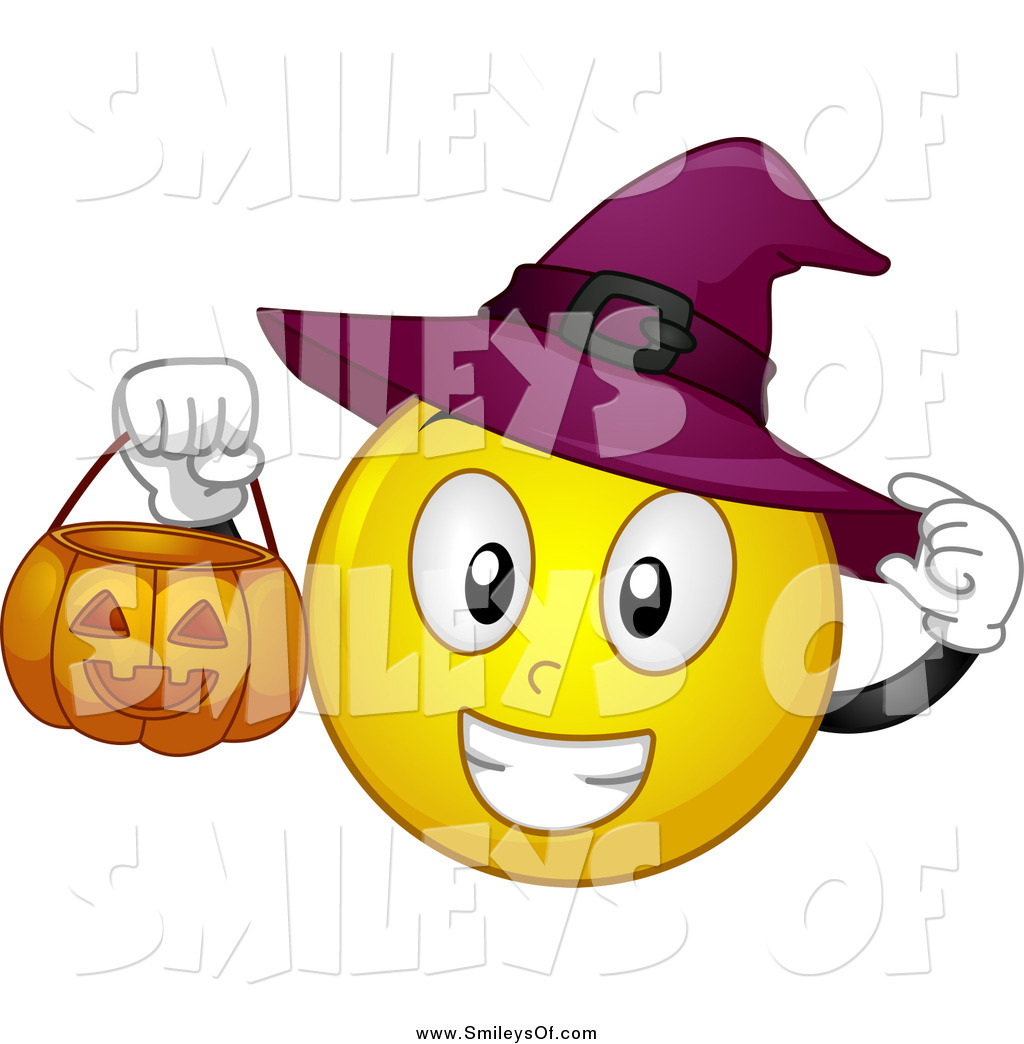 1024x1044 Vector Clipart Of A Halloween Witch Smiley Holding A Pumpkin