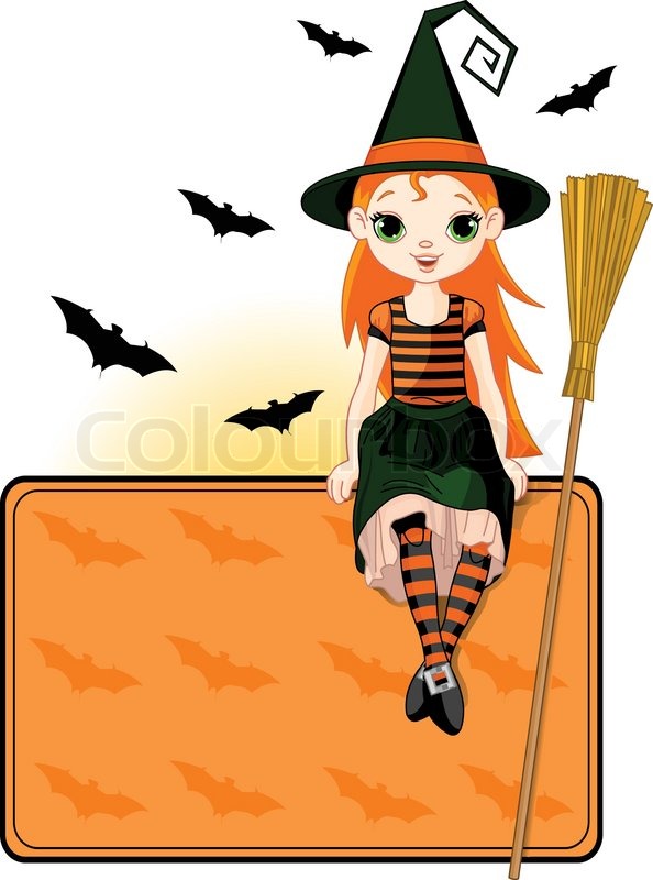 594x800 Little Halloween Witch Place Card Stock Vector Colourbox
