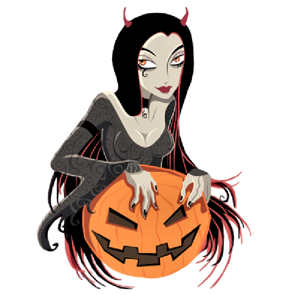 600x600 Witch With Pumpkin