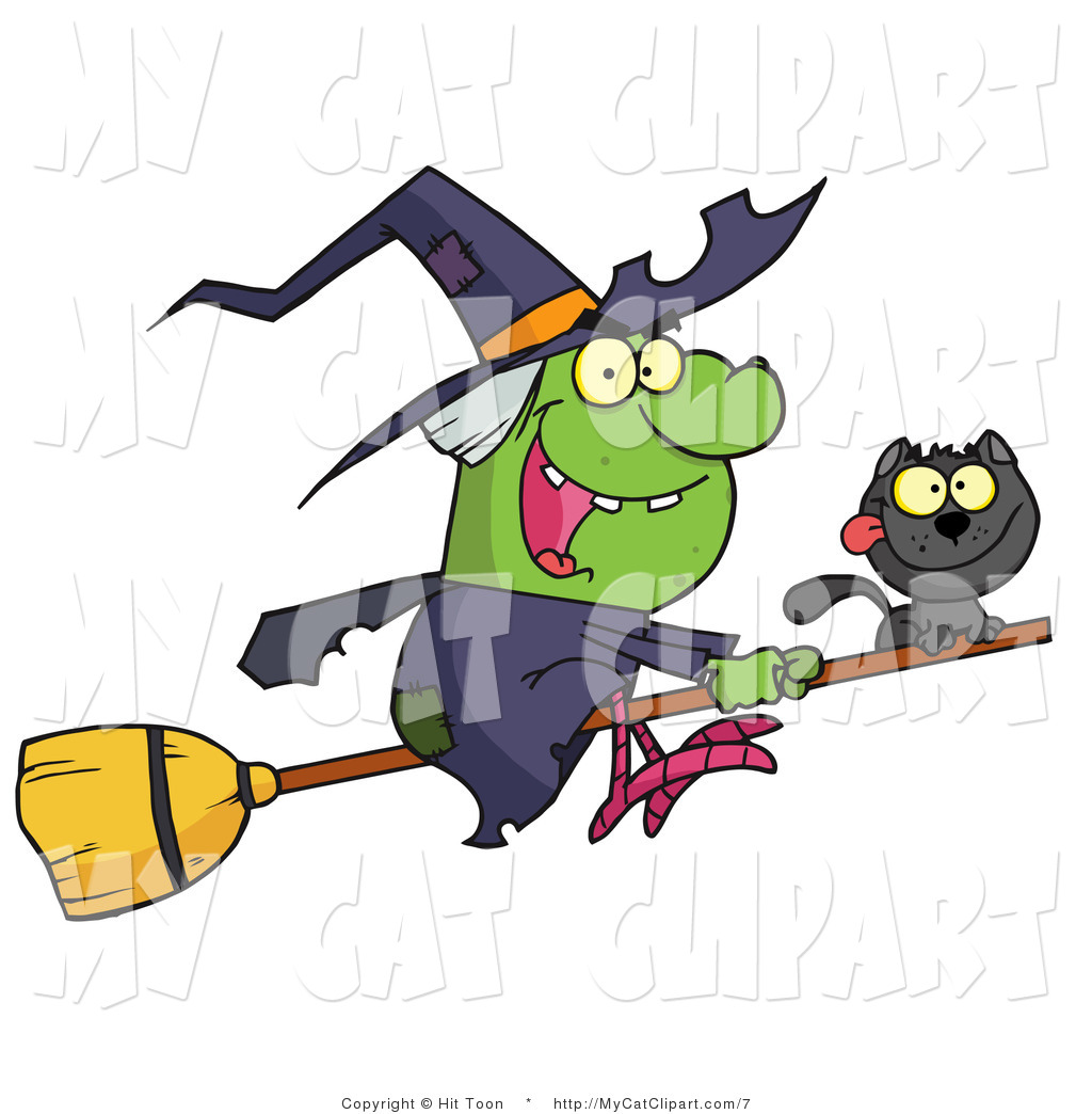 1024x1044 Vector Clip Art Of A Wicked Halloween Witch And Her Cat Flying