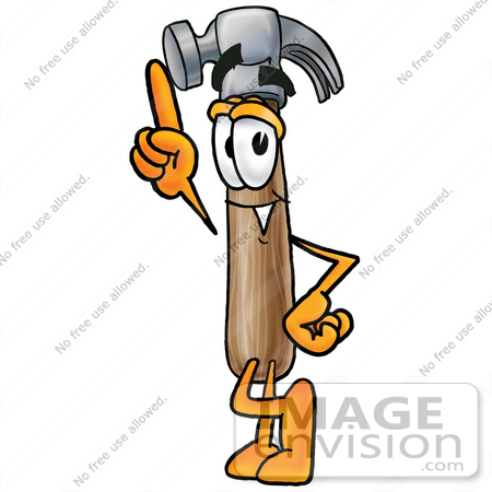 450x450 Clip Art Graphic Of A Hammer Tool Cartoon Character Pointing