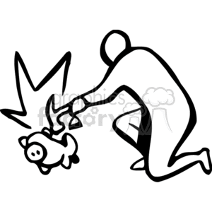 300x300 Royalty Free Blacknd White Man Breaking Piggy Bank