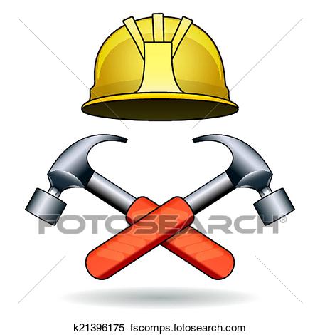 450x470 Clipart Of Working Tools Two Hammers And Helmet K21396175