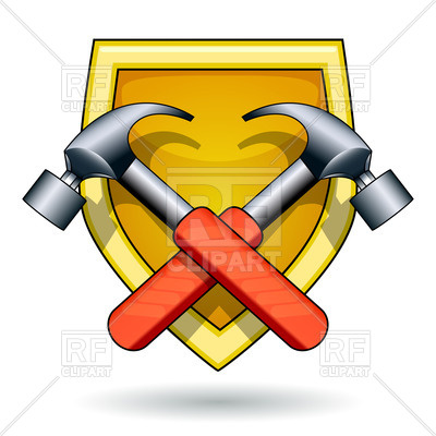 400x400 Shield And Two Crossed Hammers Royalty Free Vector Clip Art Image