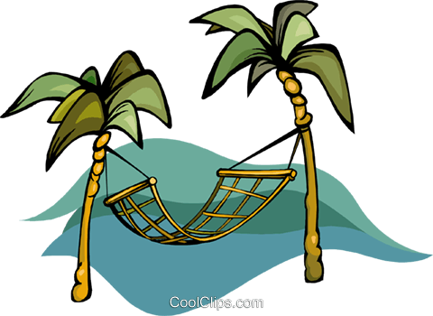 480x350 Hammock Between Palm Trees Royalty Free Vector Clip Art