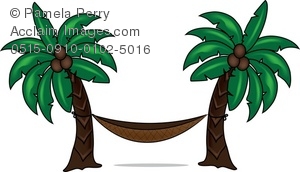 300x172 Art Illustration Of A Hammock Between Two Palm Trees
