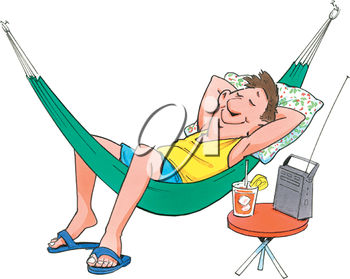 350x279 Clipart Illustration Of A Man In A Hammock