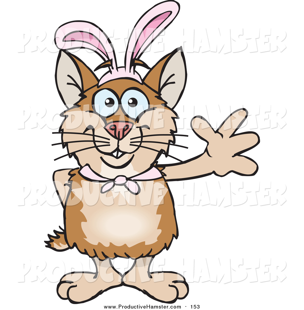 1024x1044 Clip Art Of A Friendly Waving Brown Hamster Wearing Easter Bunny