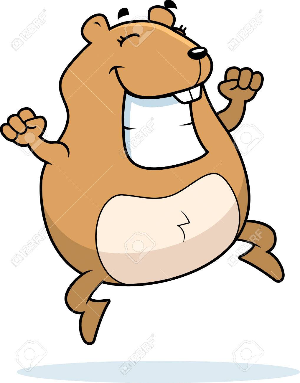 1018x1300 A Happy Cartoon Hamster Jumping And Smiling. Royalty Free Cliparts