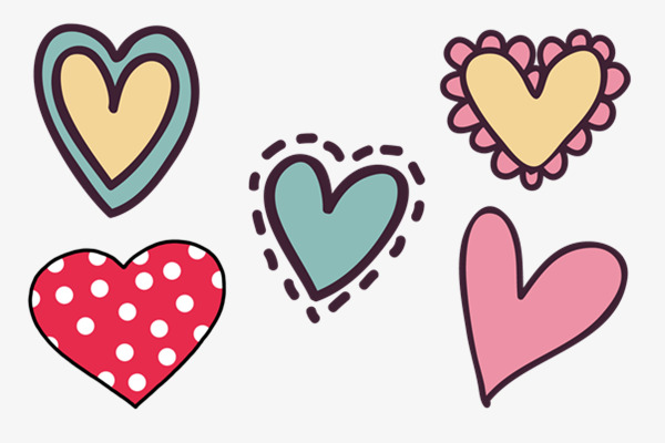 600x400 Hand Drawn Heart Shaped Sticker, Cartoon, Simple, Heart Shaped Png