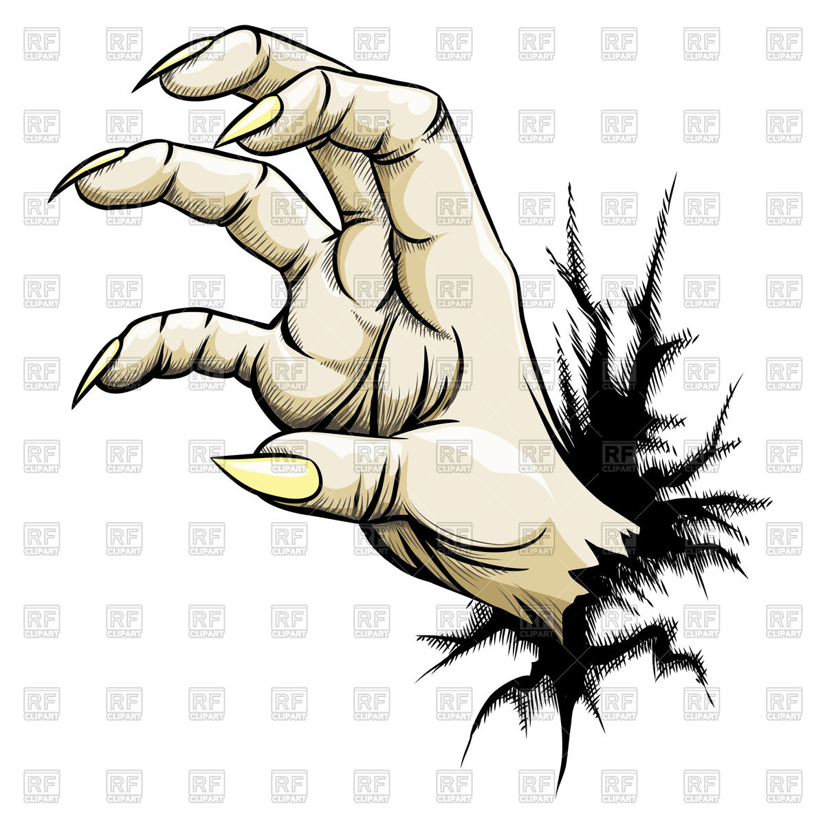 1200x1200 Grabbing Zombie Hand With Claws Royalty Free Vector Clip Art Image