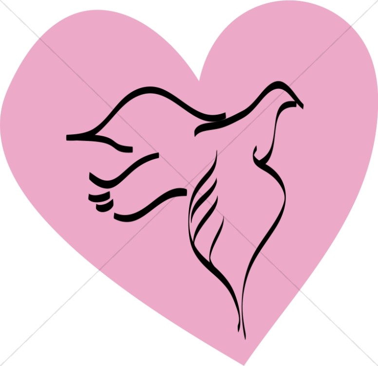 776x750 Dove Outline On Pink Heart Valentines Day Clipart