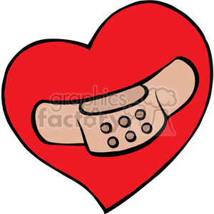 300x300 Royalty Free Cartoon Heart With Bandaid On It 387822 Vector Clip
