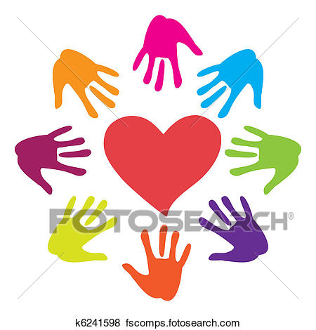 450x470 Clip Art Of Hand Heart K6241598