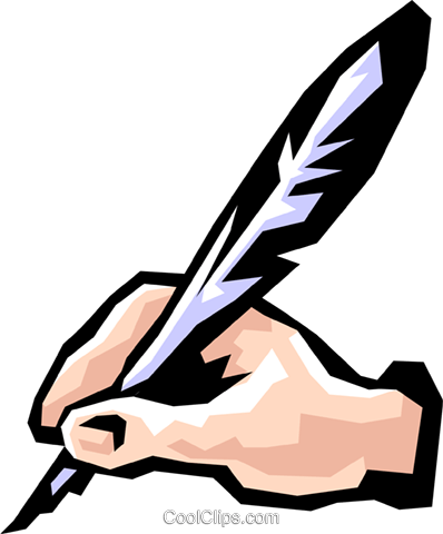 398x480 Hand Writing With Feathers Royalty Free Vector Clip Art