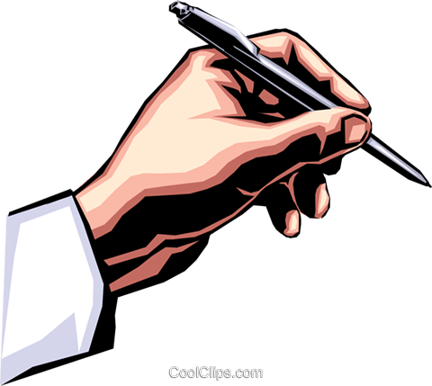 480x429 Hand Writing With Pen Royalty Free Vector Clip Art Illustration