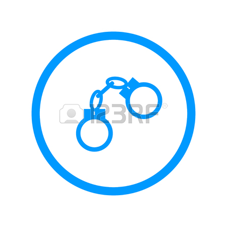 450x450 Handcuffs Silhouettes Isolated On Blue Background Royalty Free