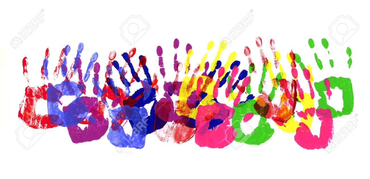 1300x630 Horizontal Border Pattern Of Child Handprints Made From Vivid