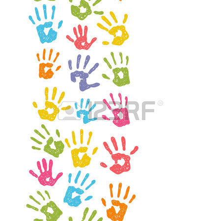 450x450 Seamless Vertical Border With Hand Prints Royalty Free Cliparts