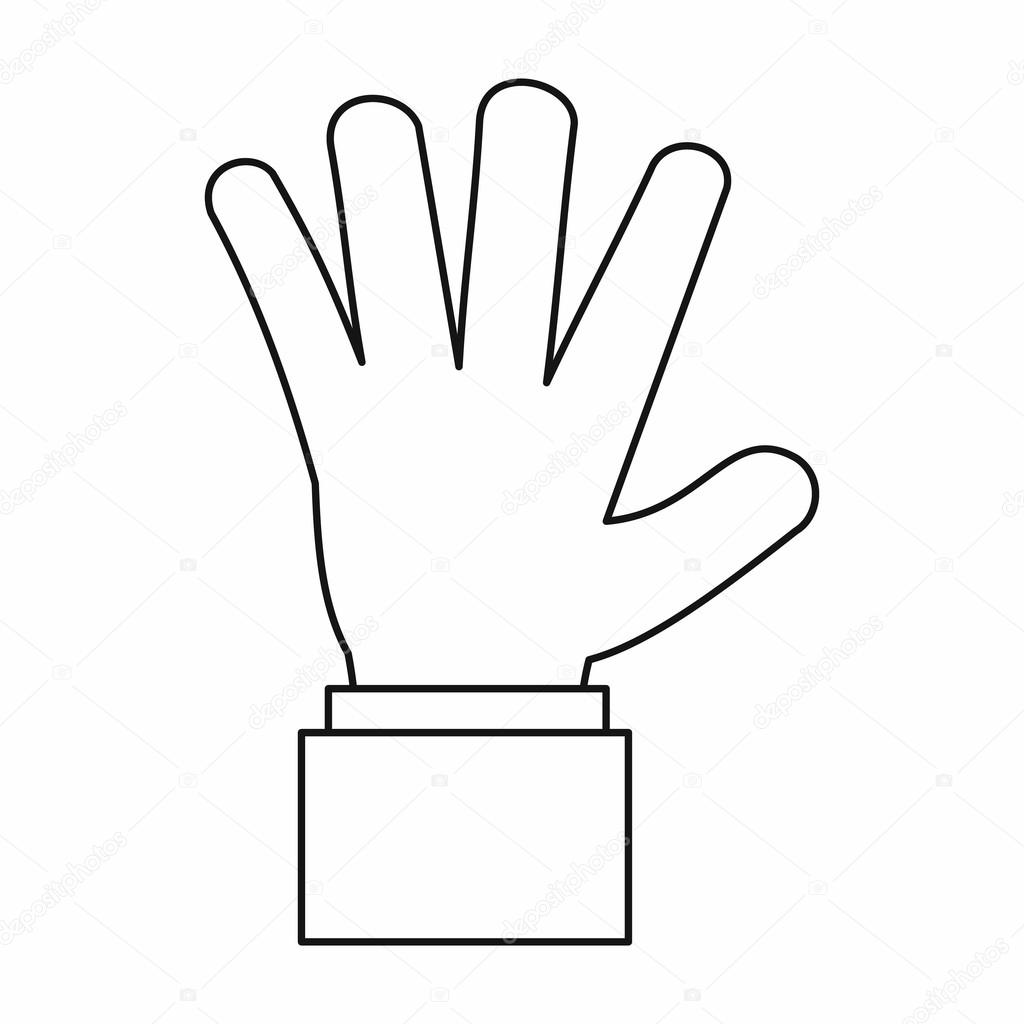 1024x1024 Hand Showing Five Fingers Icon, Outline Style Stock Vector