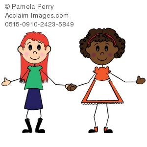 300x300 Art Illustration Of A Stick Girl Friends Holding Hands