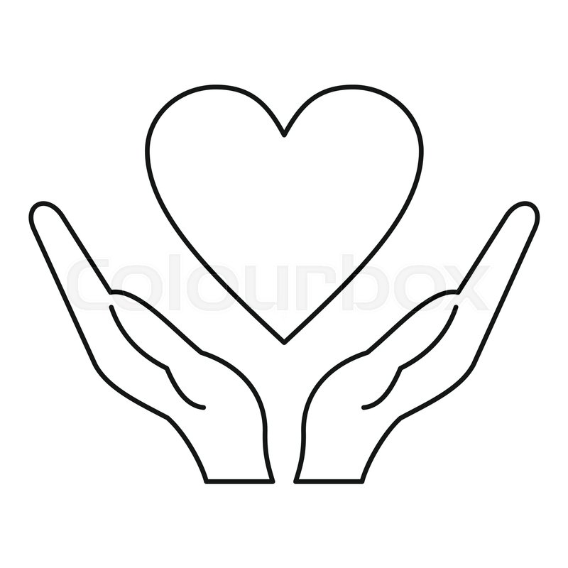 800x800 Hands Holding Heart Icon. Outline Illustration Of Hands Holding