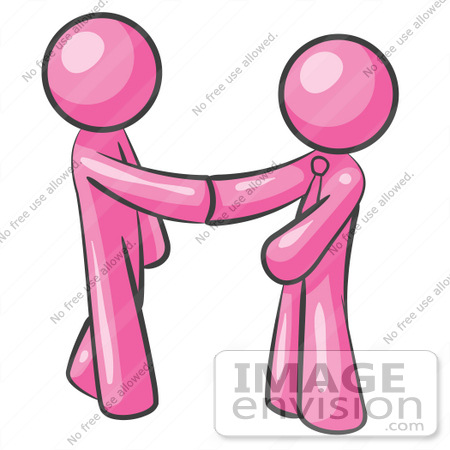 450x450 Clip Art Graphic Of Pink Guy Characters Shaking Hands