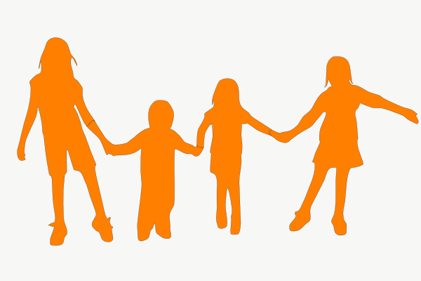 600x400 Kids Holding Hands Orange Clip Art