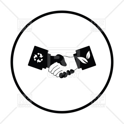 400x400 Ecological Handshakes Icon Royalty Free Vector Clip Art Image