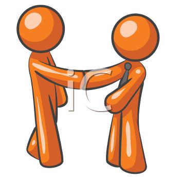 350x350 Orange Man Character Mascots Sealing A Deal With A Handshake