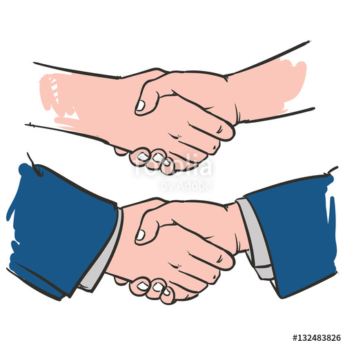 500x500 Handshake Outline Vector Illustration, Clip Art Stock Image
