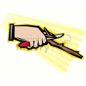 300x300 Royalty Free Close Up Of Hands Whittling Wood 128803 Vector Clip