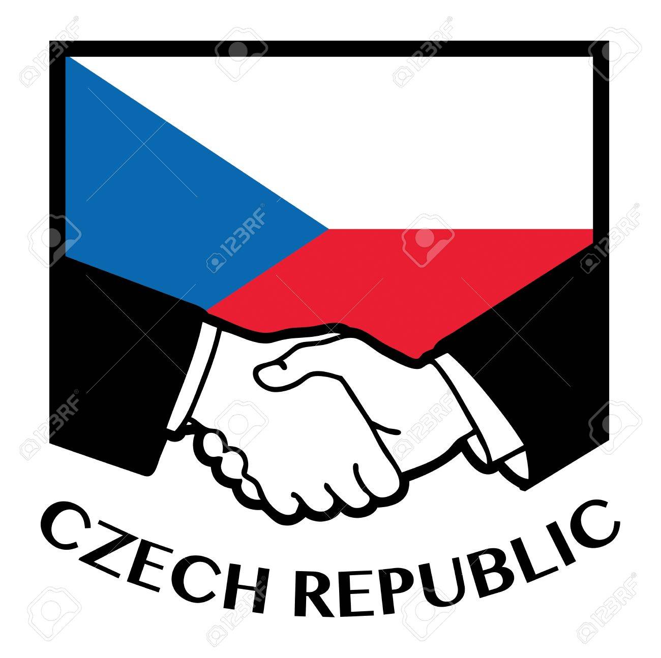 1300x1295 Czech Republic Flag And Business Handshake Royalty Free Cliparts