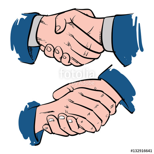 500x500 Handshake Outline Vector Illustration, Clip Art Stock Image