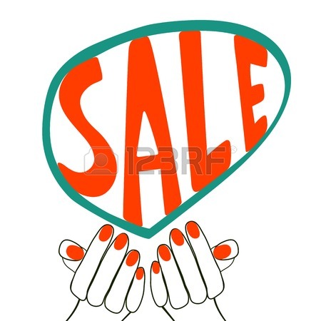 450x450 Concept Card For Sales. Hand Holding Handwritten Sale Word Royalty