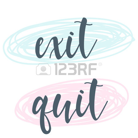 450x450 Exit, Quit. Handwritten Lettering And Hand Drawn Shapes Isolated