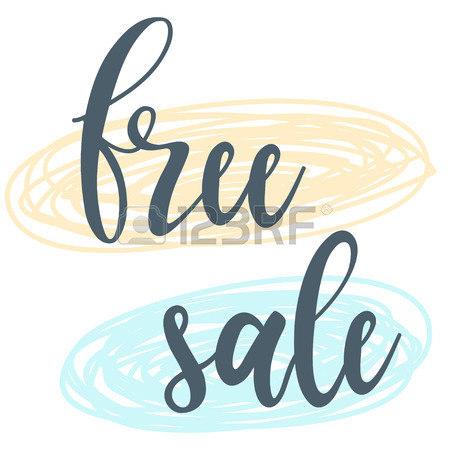 450x450 Free, Sale. Handwritten Lettering And Hand Drawn Shapes Isolated