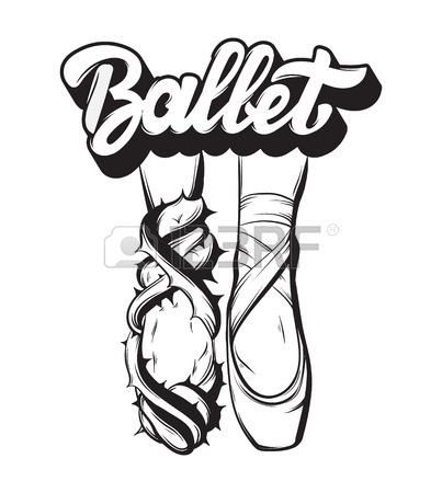 403x450 Ballet. Vector Handwritten Lettering With Hand Drawn Creative