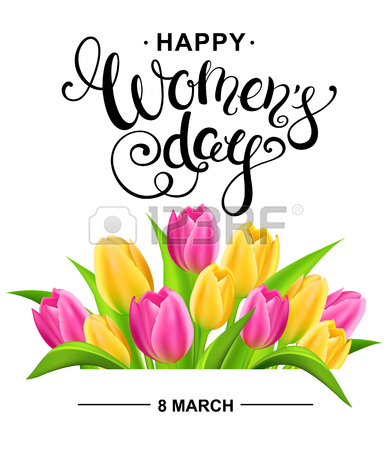 391x450 Happy Women's Day Illustration With Colorfull Tulips