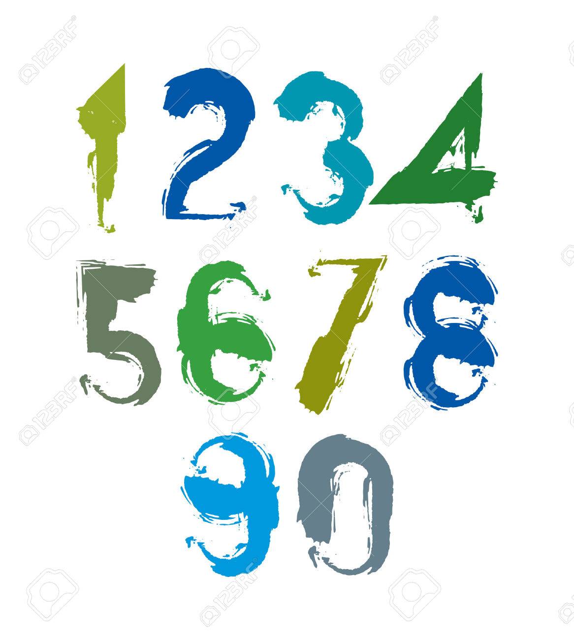 1166x1300 Multicolored Handwritten Numbers, Vector Doodle Brushed Figures