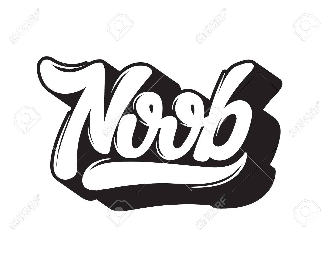 1300x1007 Noob. Vector Handwritten Lettering. Template For Card, Poster