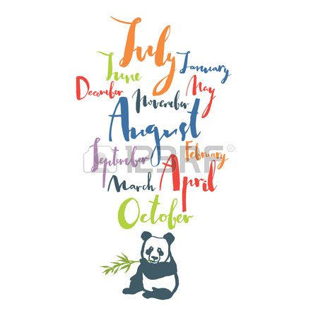 450x450 Panda Font Handwritten Calligraphy Months Of Year Black Color