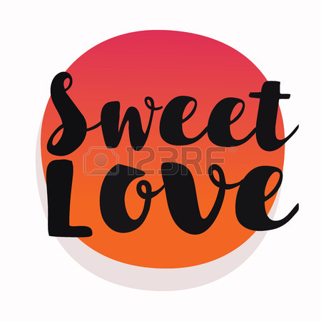 450x450 Sweet Love Handwritten Vector Lettering On Round Red Element